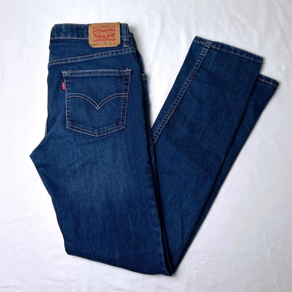 Levis Boys 510 Skinny Distressed Stretch Jeans Size 18 29x31 Blue Grunge Indie